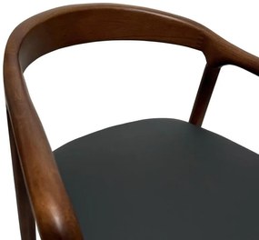 Καρέκλα Πολυθρόνα Hogie rubberwood σε καφέ απόχρωση με μαύρο pu μαξιλάρι 61x60x76εκ 2αδα 61x60x76 εκ.