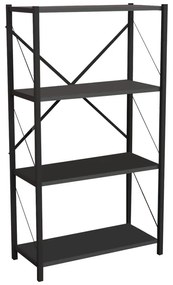 Βιβλιοθήκη Jackrey pakoworld ανθρακί μελαμίνης-μαύρο μέταλλο 63x30x114εκ