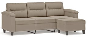 vidaXL Καναπές Τριθέσιος Taupe 180 εκ. από Μικροΐνες με Υποπόδιο