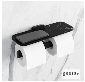 Geesa SHIFT Black Matt με εφέ μάρμαρου Χαρτοθήκη διπλή με εταζέρα