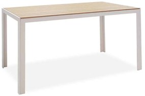 Τραπέζι κήπου Nares pakoworld αλουμίνιο λευκό-plywood φυσικό 140x80x72.5εκ