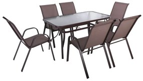 Set RIO Μέταλλο/Textilene Καφέ Table:150x90x71 Armch:55x74x9