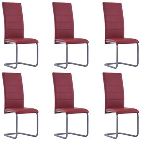 Καρέκλες Τραπεζαρίας «Πρόβολος» 6 τεμ. Κόκκινες Συνθετικό Δέρμα