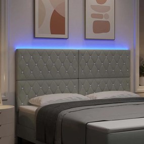 vidaXL Κεφαλάρι LED με φώτα λωρίδας LED Ανοιχτό γκρι 90 cm Βελούδο