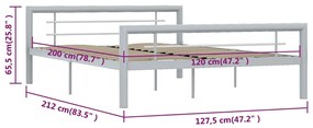 Πλαίσιο Κρεβατιού Γκρι / Λευκό 120 x 200 εκ. Μεταλλικό - Γκρι