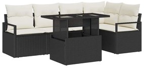 vidaXL Σετ Καναπέ Κήπου 6 pcs Μαύρο και κρεμ 100 x 55 x 73 εκ
