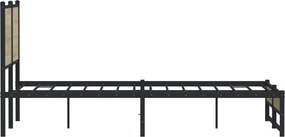 vidaXL Σκελετός Κρεβ. Χωρίς Στρώμα Sonoma Δρυς 150x200 εκ. Μεταλλικό