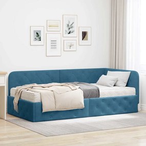 vidaXL Κρεβάτι Γωνίας Μπλε 100 x 200 cm Βελούδο