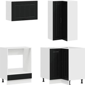 vidaXL Μονάδα κουζίνας LUCCA 8 pcs Μαύρο Επεξεργασμένο Ξύλο