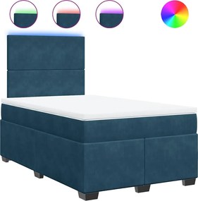 vidaXL Κρεβάτι Boxspring με Στρώμα Μπλε 120x190 εκ. Βελούδινο