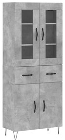 vidaXL Ντουλάπι Γκρι Σκυροδέματος 69,5x34x180 εκ. Επεξεργασμένο Ξύλο