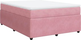 vidaXL Κρεβάτι Boxspring με Στρώμα Ροζ 140x200 εκ. Βελούδινο