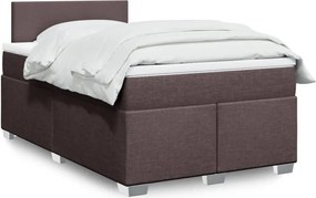 vidaXL Κρεβάτι Boxspring με Στρώμα Σκούρο Καφέ 120x200 εκ. Υφασμάτινο