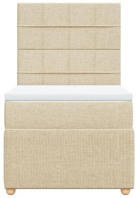 vidaXL Κρεβάτι Boxspring με Στρώμα Κρεμ 100 x 200 εκ. Υφασμάτινο