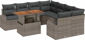 vidaXL Σετ Καναπέ Κήπου με μαξιλάρι 9 pcs Γκρι