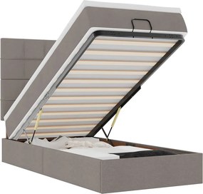 vidaXL Οθωμανικό κρεβάτι με στρώμα Taupe 90x190cm ύφασμα