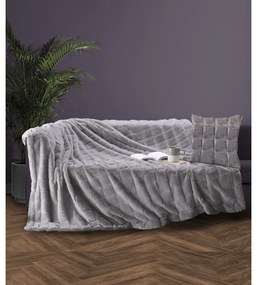 Ριχτάρι Faux Fur-Polyester Τριθέσιος 180x300εκ. &amp; Μαξιλαροθήκη Nola2 Light Grey Makis Tselios