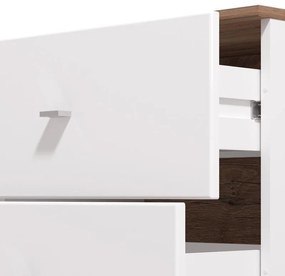 Κομότα - Μπουφές Burgundy 3K3F Λευκό - Flagstaff Oak - Λευκό Γυαλιστερό 162x40x85 εκ. 162x40x85 εκ.
