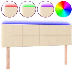 vidaXL Κεφαλάρι Κρεβατιού LED Κρεμ 144x5x78/88 εκ. Υφασμάτινο
