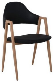 Πολυθρόνα Delta ΕΜ130,6 51x51x81cm Natural-Black Σετ 2τμχ Metal, Technoderma