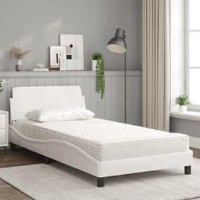 vidaXL Κρεβάτι με Στρώμα Dover Λευκό 100x200 εκ. από Συνθετικό Δέρμα