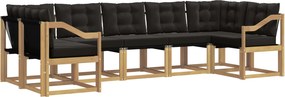 vidaXL Σειρά Καναπέ Εξωτερικού με μαξιλάρι 7 pcs Λευκό και Μαύρο