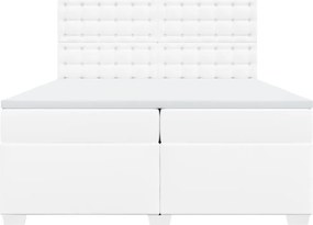 vidaXL Κρεβάτι Boxspring με Στρώμα Λευκό 200x200 εκ. Συνθετικό Δέρμα