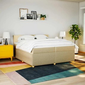 vidaXL Κρεβάτι Boxspring με Στρώμα Κρεμ 200x200 εκ. Υφασμάτινο
