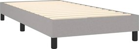 vidaXL Κρεβάτι Boxspring με Στρώμα Ανοιχτό Γκρι 90x200 εκ. Υφασμάτινο