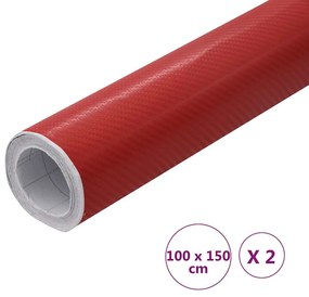 vidaXL Μεμβράνες Αυτοκινήτου 4D 2 τεμ. Κόκκινες 100 x 150 εκ.