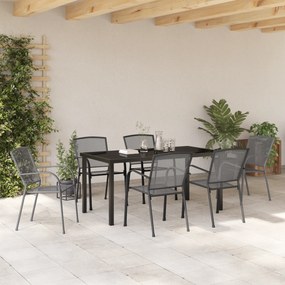 vidaXL Σετ Εξωτερικής Τραπεζαρίας 7 Τεμαχίων  Ανθρακί Χάλυβας