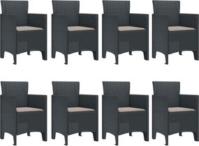 vidaXL Σέτ φαγητού για κήπο 9 pcs Ανθρακί Πολυπροπυλένιο