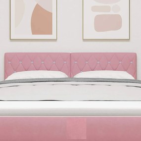 vidaXL Κεφαλάρι με κεφαλάρι Ροζ 144 cm Τεχνητό Δέρμα