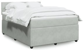 vidaXL Κρεβάτι Boxspring με Στρώμα Ανοιχτό Γκρι 140x190 εκ. Βελούδινο
