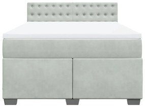 Κρεβάτι Boxspring με Στρώμα Ανοιχτό Γκρι 140x190 εκ. Βελούδινο - Γκρι