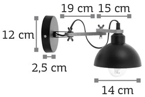 InLight Επιτοίχιο φωτιστικό από μαύρο μέταλλο και ξύλο (43382-BL)