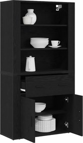 vidaXL Highboard Μαύρη Οξυά 80 x 33 x 150 εκ Επεξεργασμένο ξύλο