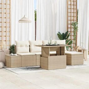 vidaXL Σετ Καναπέ Κήπου με μαξιλάρι 6 pcs μπεζ και κρεμ