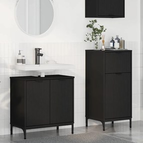 vidaXL Σετ Επίπλων Μπάνιου με συρτάρι 2 pcs Μαύρο 39.5 x 36 x 88 εκ