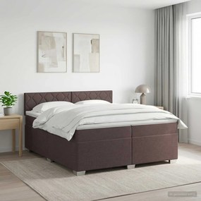 vidaXL Κρεβάτι box spring με στρώμα Σκούρο Καφέ 200 x 200 cm Ύφασμα