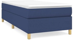 vidaXL Κρεβάτι Boxspring με Στρώμα Μπλε 90x200 εκ.Υφασμάτινο