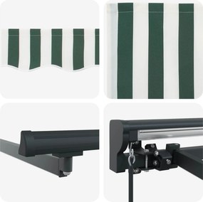 vidaXL Χειροκίνητο πλαίσιο τέντας με LED Πράσινο και Λευκό 4 x 2 m