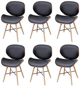 Καρέκλες Τραπεζαρίας 6 τεμ. από Λυγισμένο Ξύλο/Συνθετικό Δέρμα