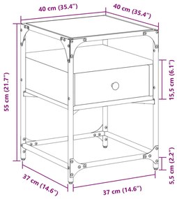 Κομοδίνα 2 τεμ. Μαύρα 40 x 40 x 55 εκ. από Επεξεργασμένο Ξύλο - Μαύρο