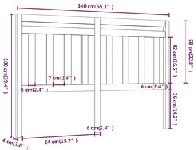 Κεφαλάρι Κρεβατιού 140 x 4 x 100 εκ. από Μασίφ Ξύλο Πεύκου - Καφέ