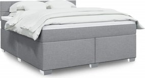 vidaXL Κρεβάτι Boxspring με Στρώμα Ανοιχτό Γκρι 180x200 εκ. Υφασμάτινο