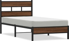 vidaXL Πλαίσιο Κρεβ. Χωρ. Στρώμα Καφέ Δρυς 90 x 190 εκ. Επεξ. Ξύλο