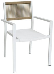 Πολυθρόνα Κήπου ArteLibre HORUS Λευκό/Καφέ Αλουμίνιο/Rattan 56x58x83cm