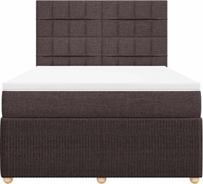 vidaXL Κρεβάτι Boxspring με Στρώμα Σκούρο Καφέ 140x190 εκ. Υφασμάτινο