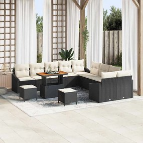 vidaXL Σετ Καναπέ Κήπου με μαξιλάρι 13 pcs Μαύρο Πολυ ράταν